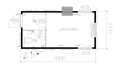 Планировка КПП/пост (2 двери, 3 окна, 1 туалет, 1 кондиционер) 16-футов, размеры: 2989/4885/2591 (Д/Ш/В) мм - 1 этаж