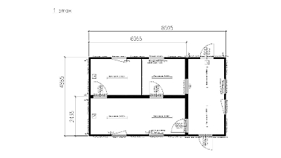 Планировка КПП/пост охраны со смотровой площадкой в 2 этажа площадь 48 кв.м. - Планировка 1 этажа