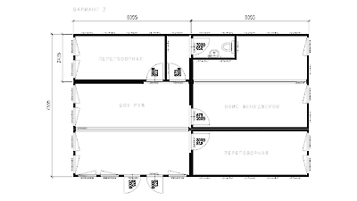 Планировка шоурума в 1 этаж, площадь 88,8 кв.м. - вариант 2