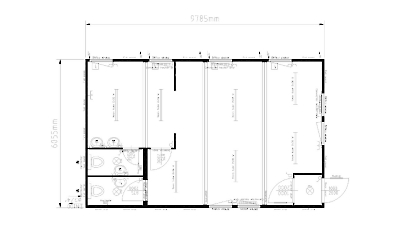 Планировка столовой-кафе на 10 посадочных мест, площадь 59,25 кв.м. - 4 блок-контейнера
