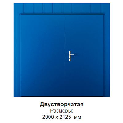 Панель дверная двухстворчатая 2000х2125мм, цвет синий 5010
