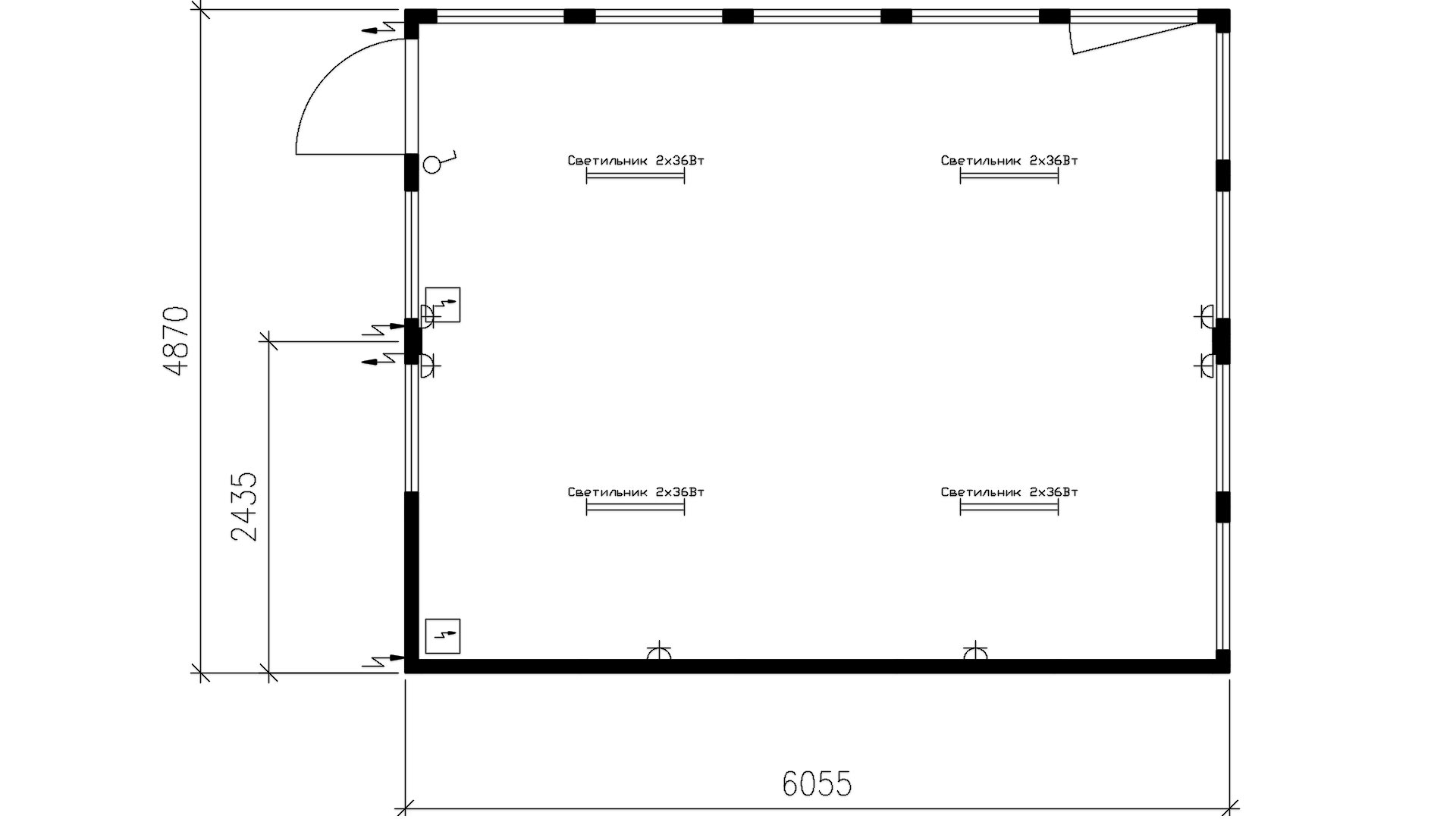 Планировка сдвоенного блок-контейнера (10 витраж, 1 окно, 1 дверь) 20-футов, размеры: 2989/4870/2750 (Д/Ш/В) мм (2)