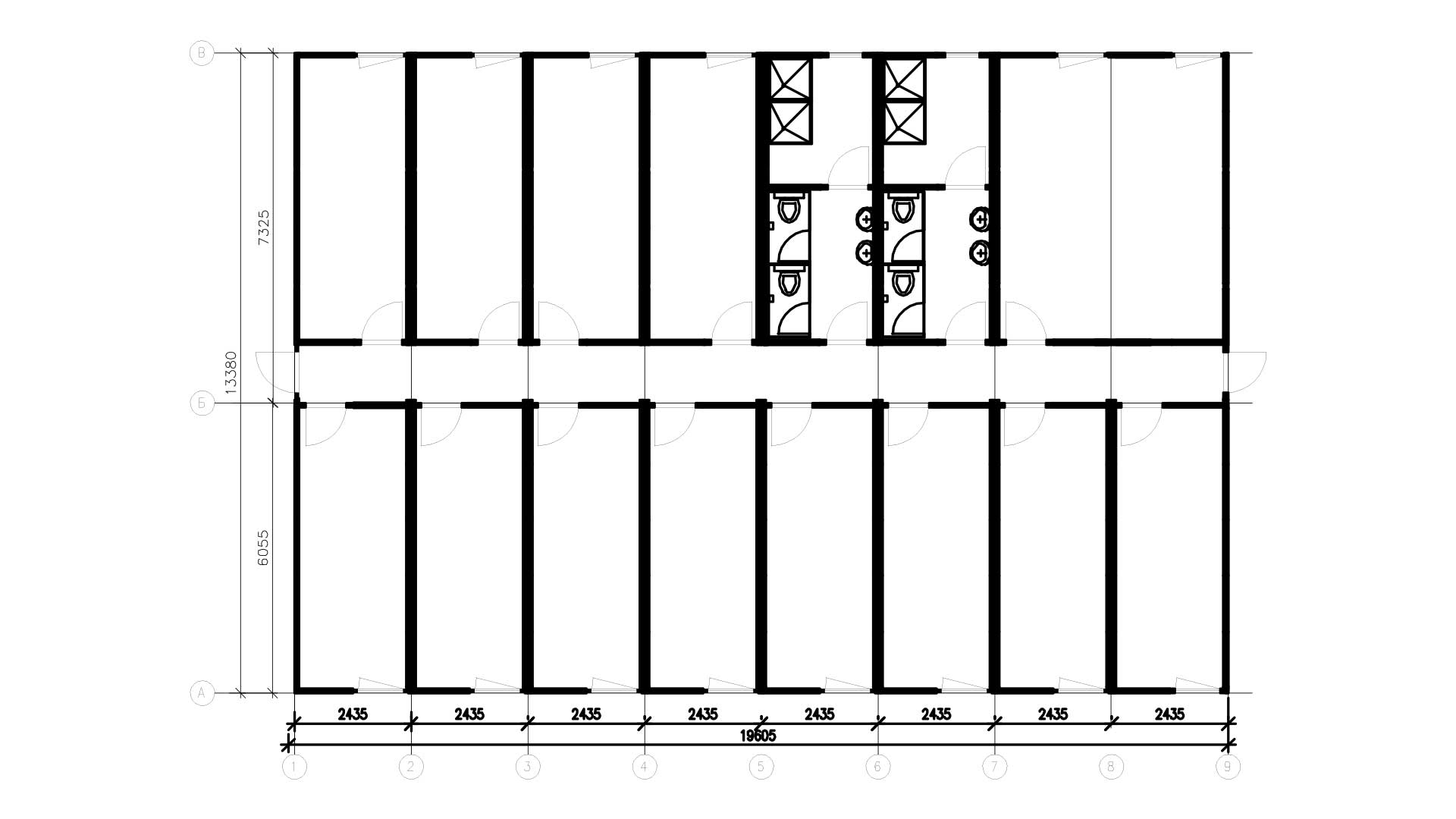Планировка ФАП/Медпункт из 16 блок-контейнеров, площадь 260 кв.м.
